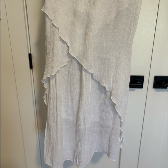 Casa Donna Linen Blend Layered Ruffled White Sleeveless Midi Dress Size Large - Picture 8 of 11